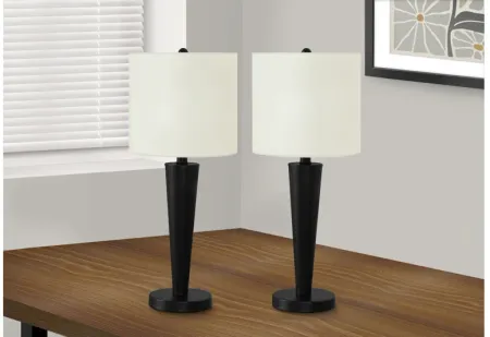 Set of 2 Black Metal Tapered Table Lamps