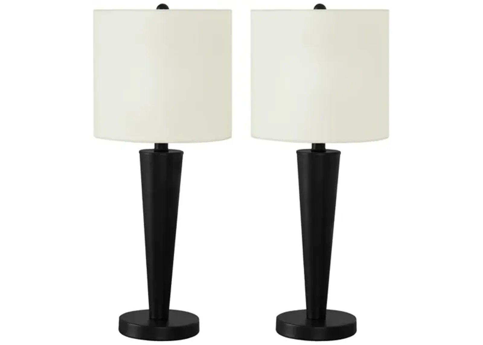 Set of 2 Black Metal Tapered Table Lamps