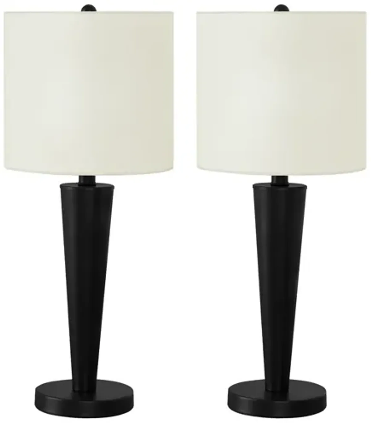 Set of 2 Black Metal Tapered Table Lamps