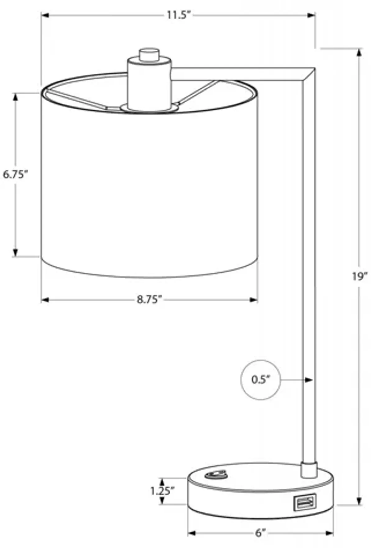 Black Metal Task Table Lamp with Ivory Shade