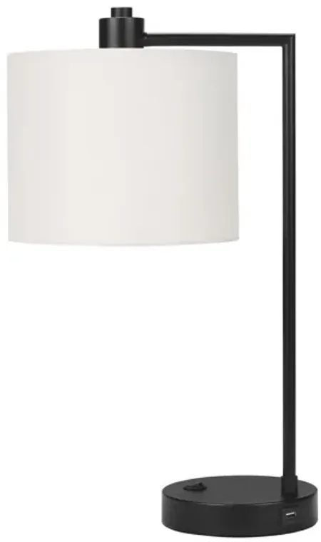 Black Metal Task Table Lamp with Ivory Shade