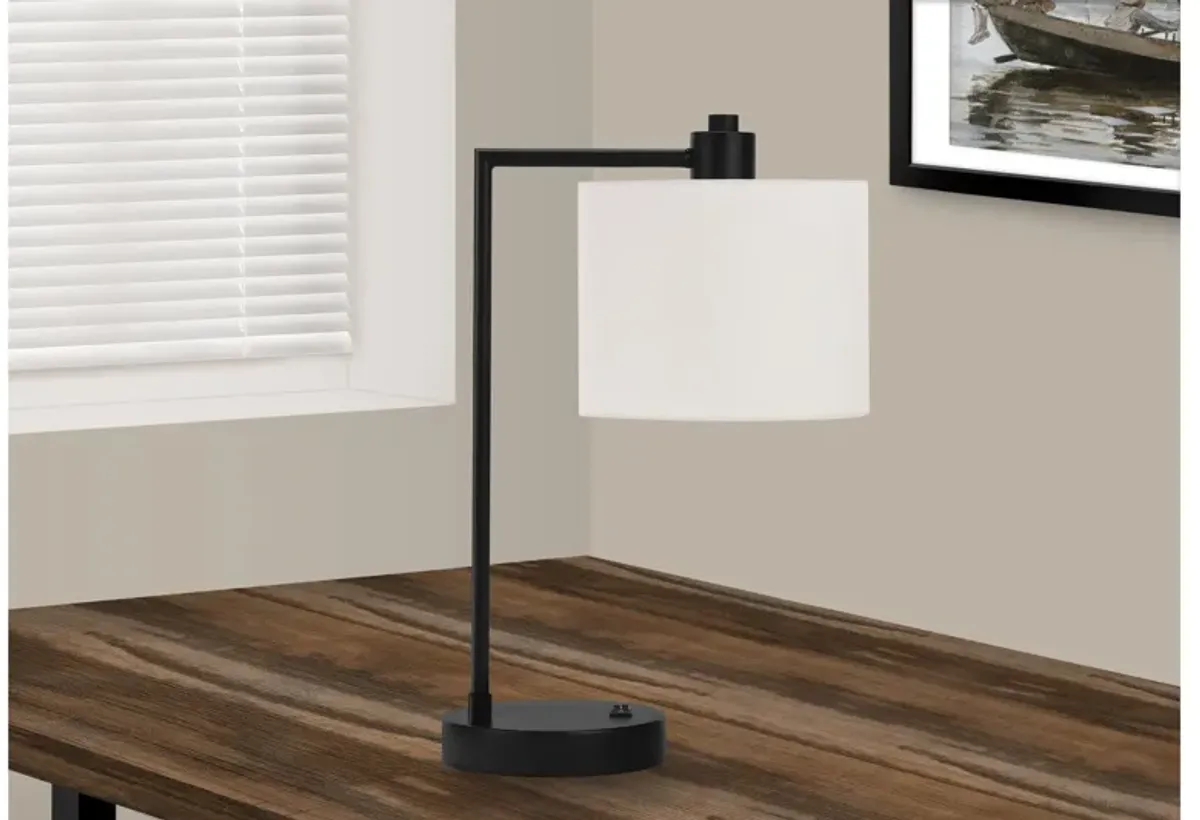 Black Metal Task Table Lamp with Ivory Shade