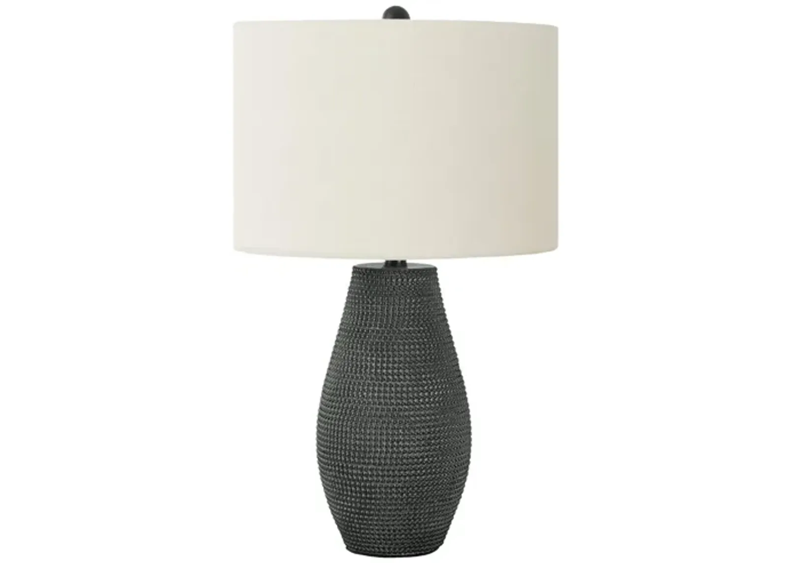 Black Resin Table Lamp with Ivory Shade