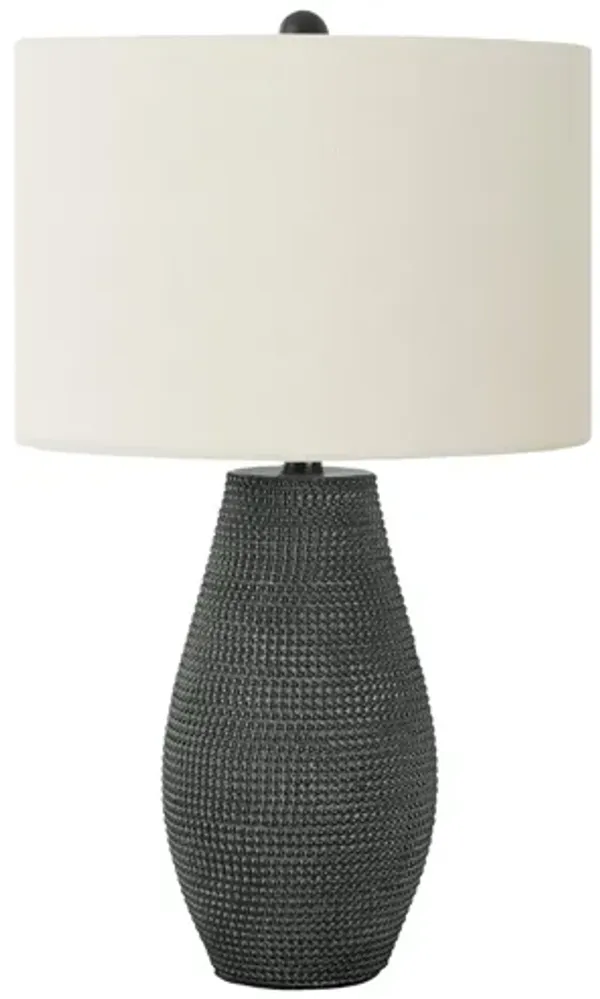 Black Resin Table Lamp with Ivory Shade