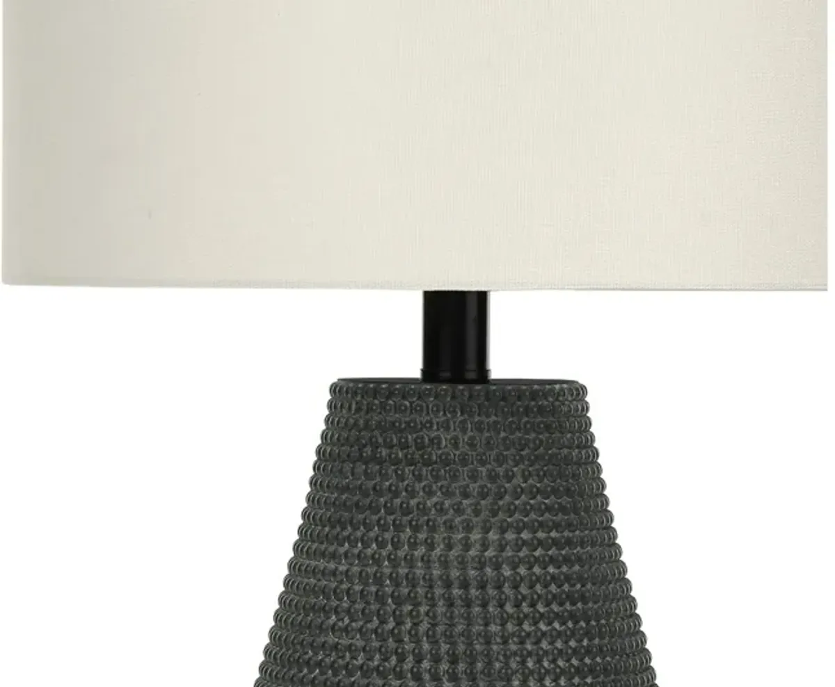 Black Resin Table Lamp with Ivory Shade