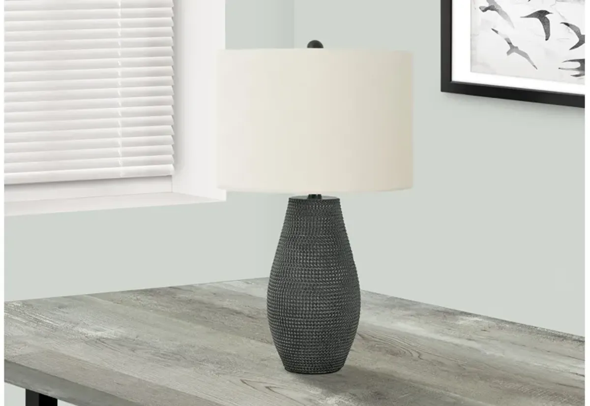 Black Resin Table Lamp with Ivory Shade