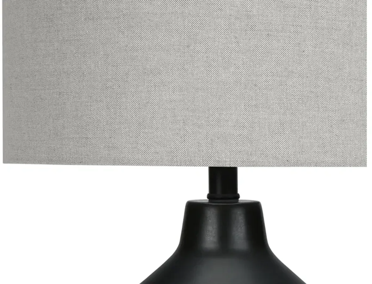 Black Concrete Base Table Lamp with Grey Shade