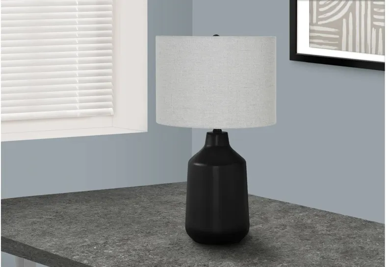 Black Concrete Base Table Lamp with Grey Shade
