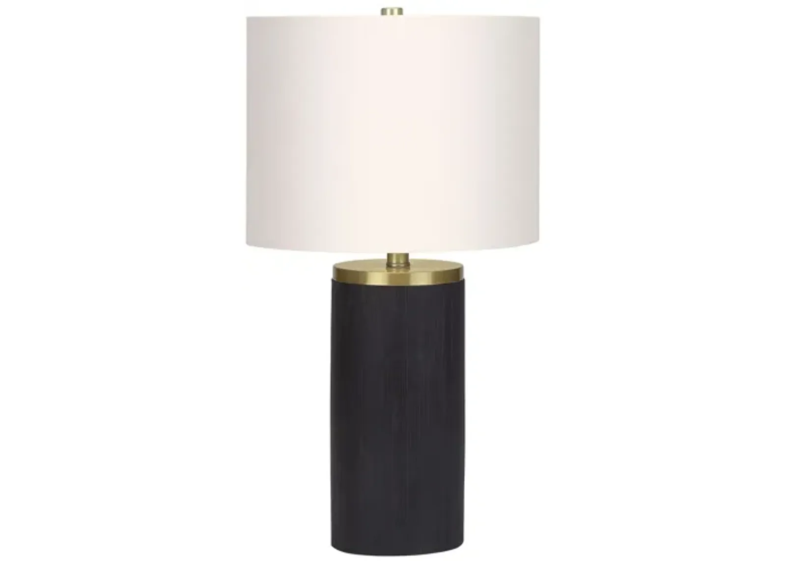 Black Concrete & Gold Table Lamp with Ivory Shade