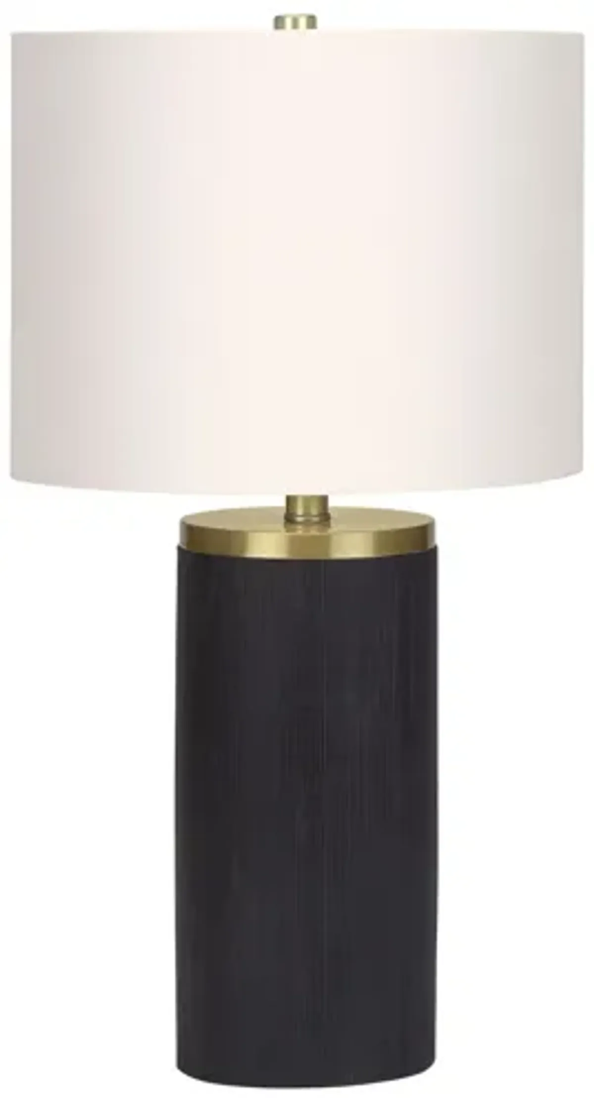 Black Concrete & Gold Table Lamp with Ivory Shade