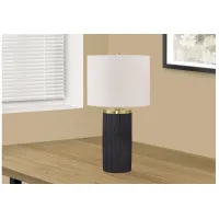 Black Concrete & Gold Table Lamp with Ivory Shade
