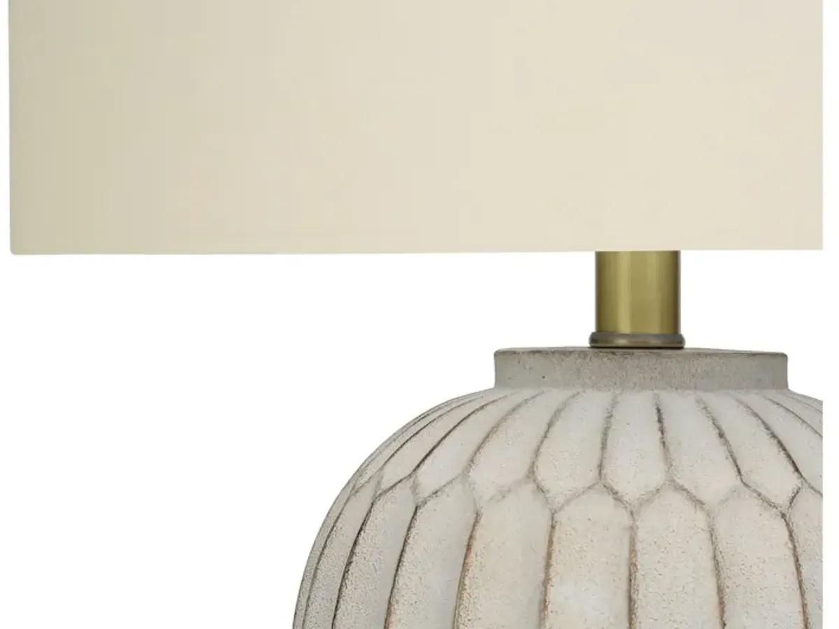 Textured Grey & Cream Resin Table Lamp