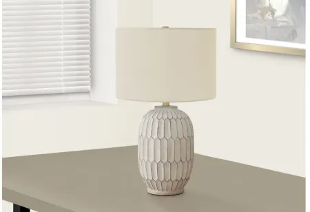 Textured Grey & Cream Resin Table Lamp