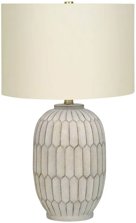 Textured Grey & Cream Resin Table Lamp