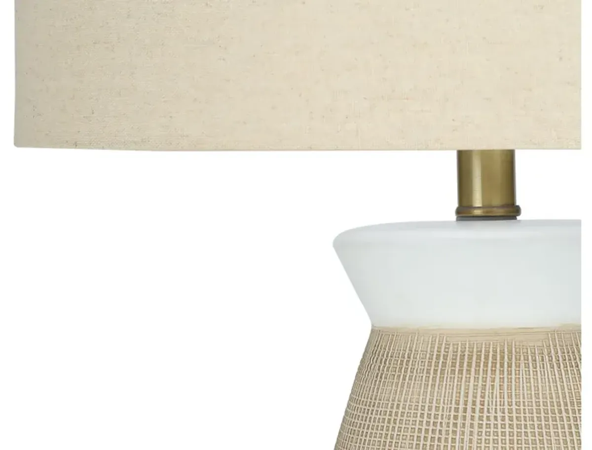 Textured Cream & Beige Ceramic Table Lamp