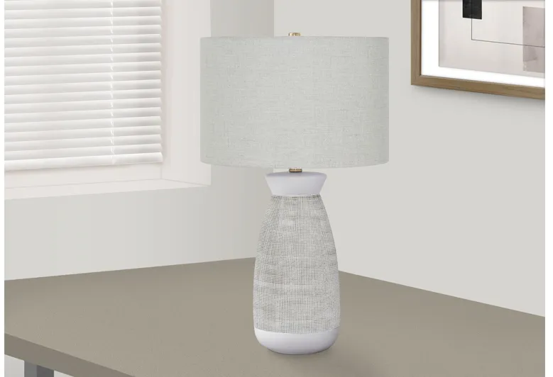 White & Grey Textured Ceramic Table Lamp