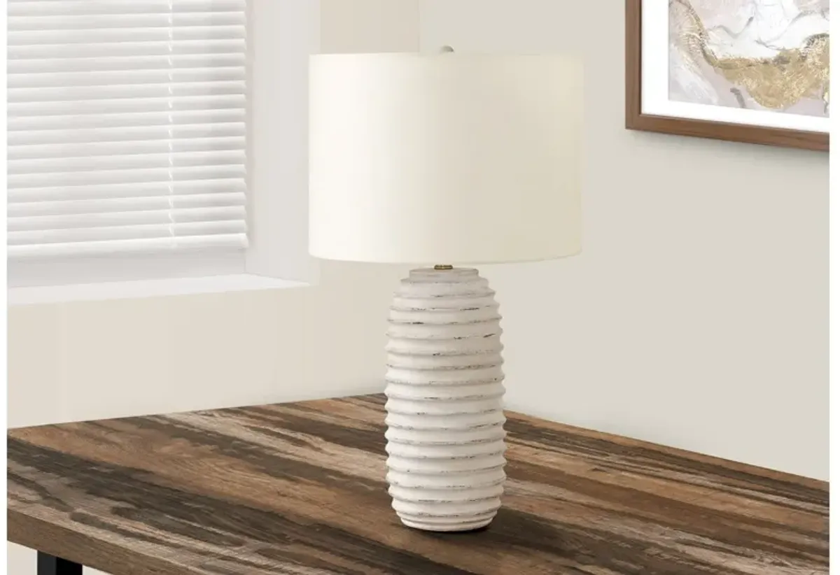 Ridged Cream Resin Table Lamp