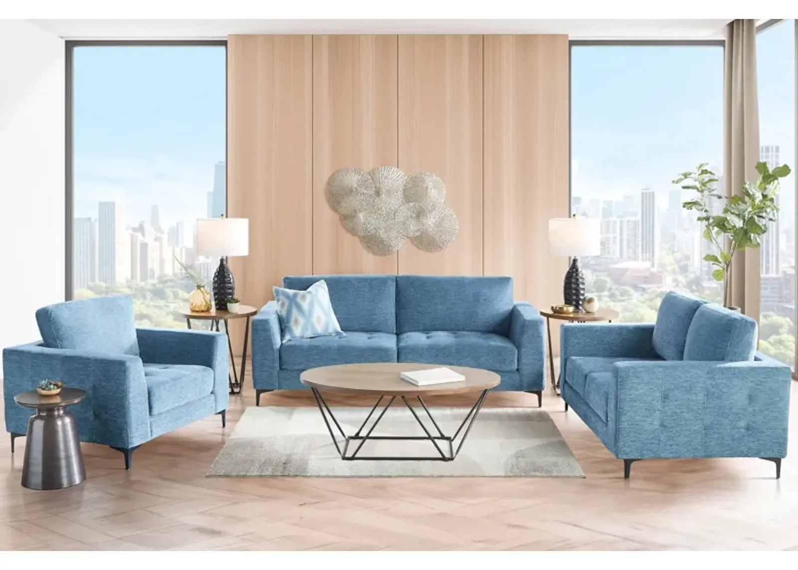 Wren Mist Sofa+Loveseat+Chair Set