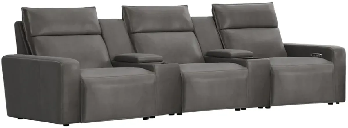 ModularTwo Grey 5-Piece Dual Power Reclining Sofa with Armless Recliner