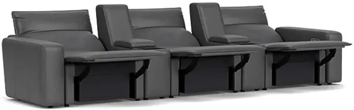 ModularTwo Grey 5-Piece Dual Power Reclining Sofa with Armless Recliner