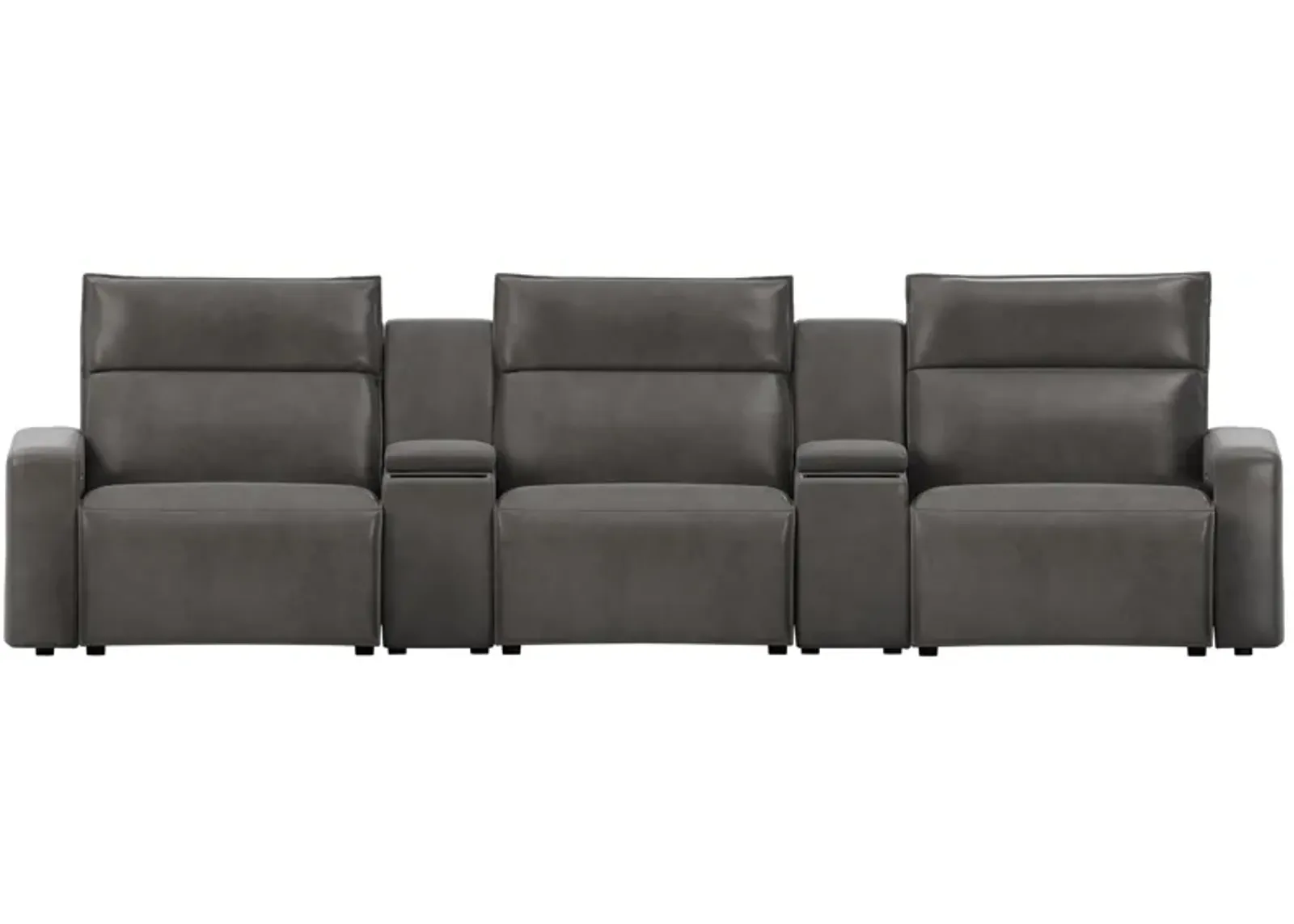 ModularTwo Grey 5-Piece Dual Power Reclining Sofa with Armless Recliner