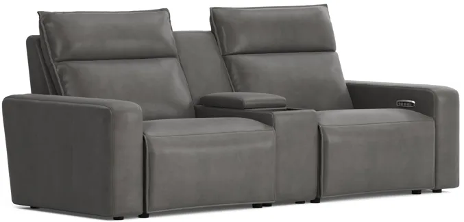 ModularTwo Grey Dual Power Reclining Console Loveseat with E-Console