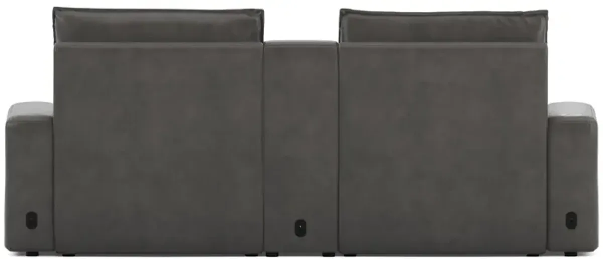 ModularTwo Grey Dual Power Reclining Console Loveseat with E-Console