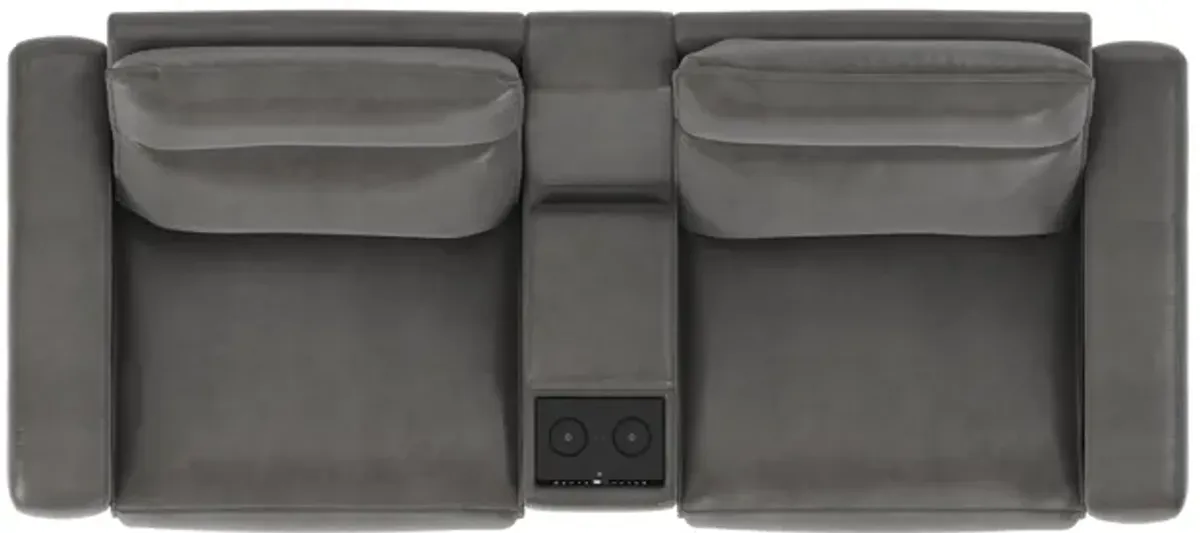 ModularTwo Grey Dual Power Reclining Console Loveseat with E-Console