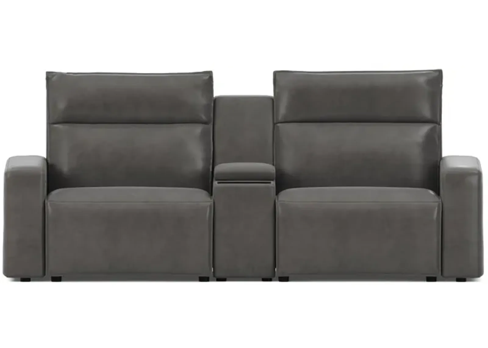 ModularTwo Grey Dual Power Reclining Console Loveseat with E-Console