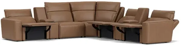 ModularTwo Brown 7-Piece Dual Power Reclining Sectional