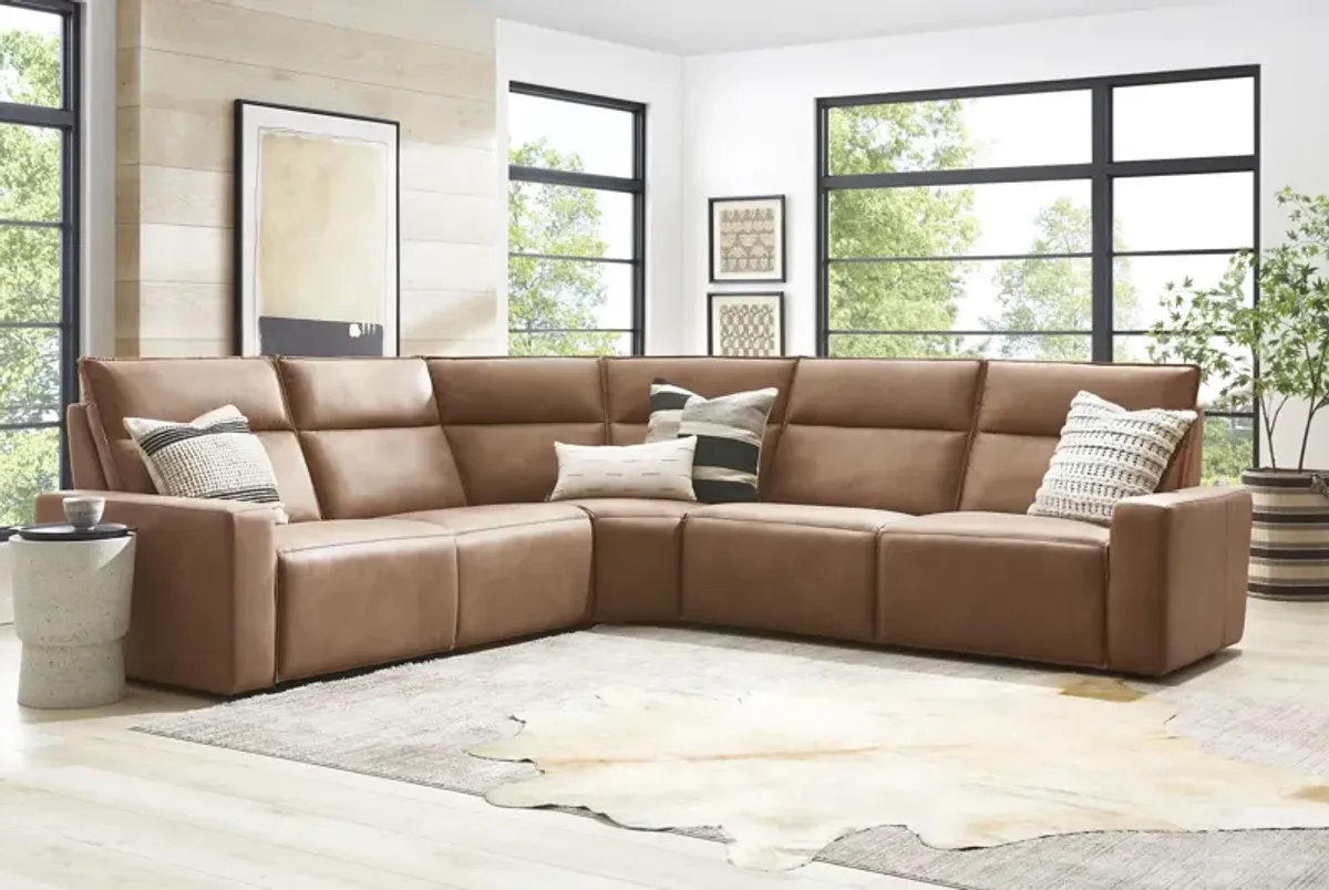 ModularTwo Brown 5-Piece Dual Power Reclining Sectional