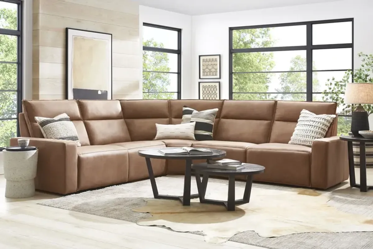 ModularTwo Brown 5-Piece Dual Power Reclining Sectional