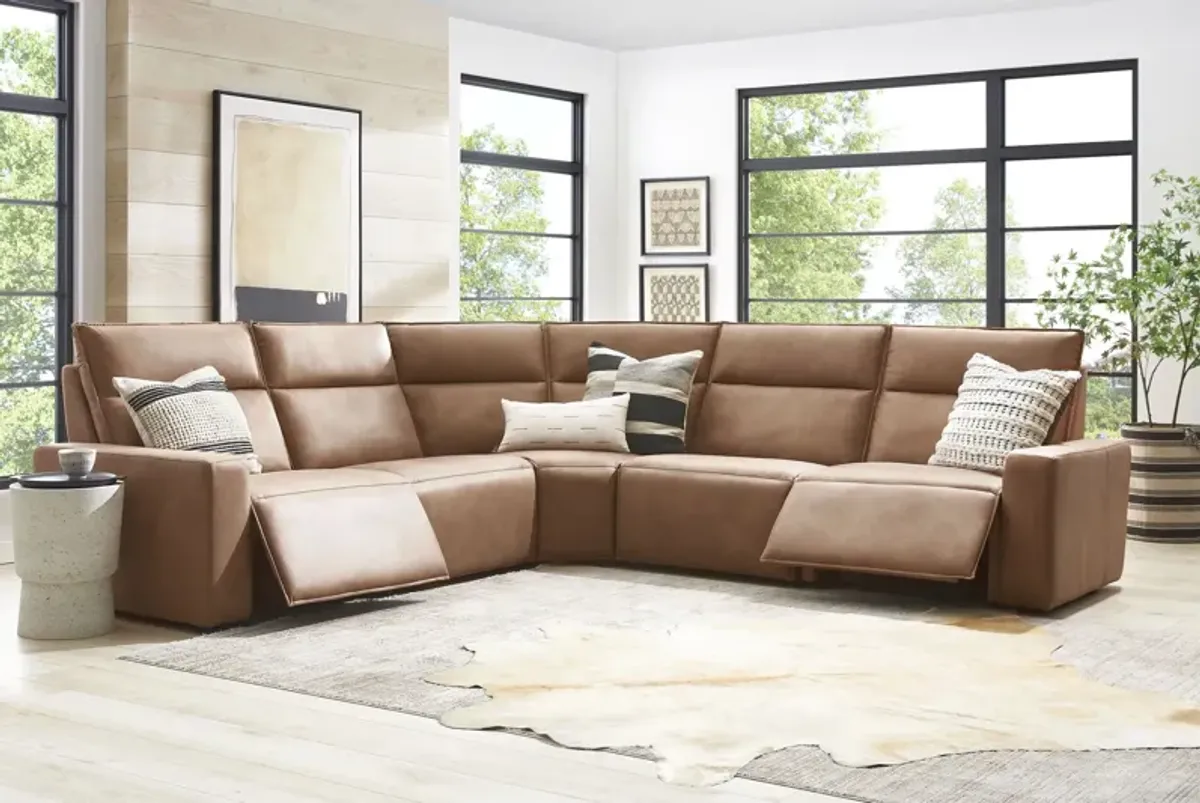 ModularTwo Brown 5-Piece Dual Power Reclining Sectional