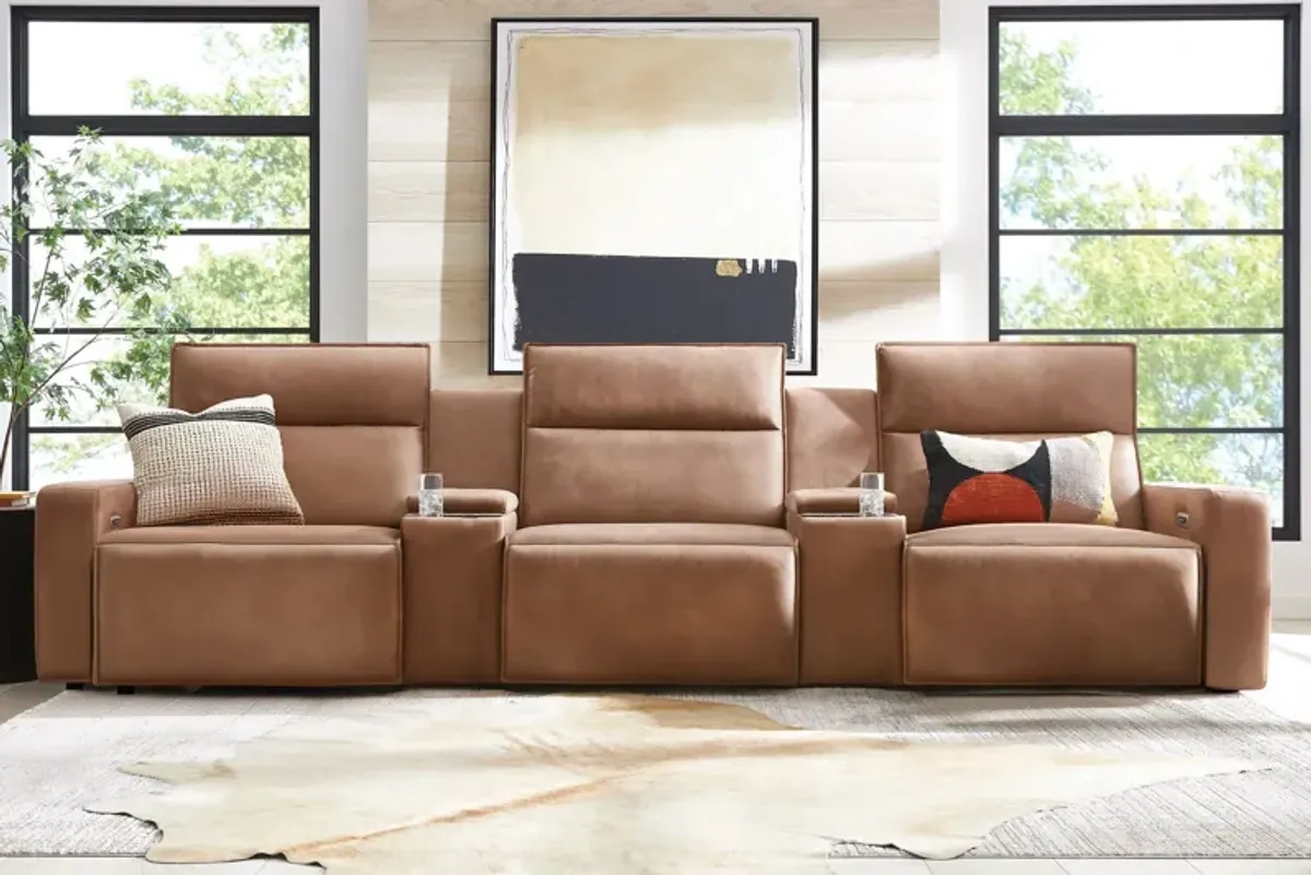 ModularTwo Brown 5-Piece Dual Power Reclining Sofa with Armless Chair