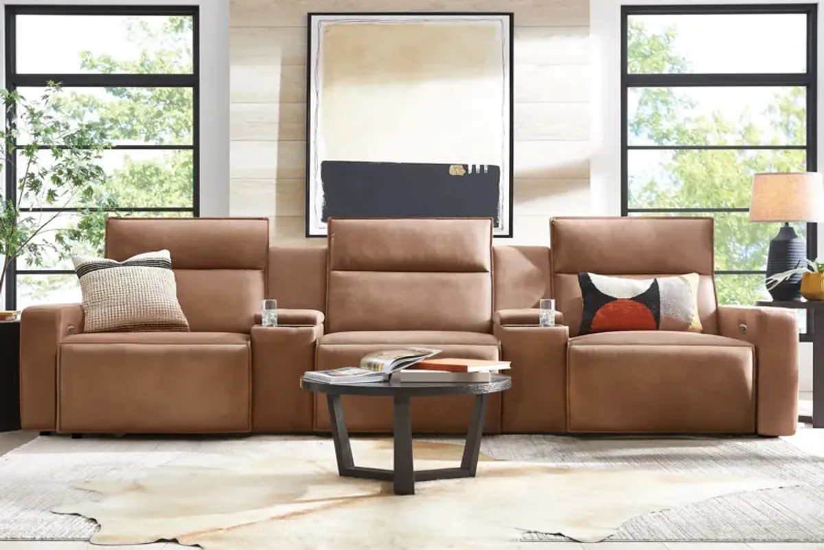 ModularTwo Brown 5-Piece Dual Power Reclining Sofa with Armless Chair