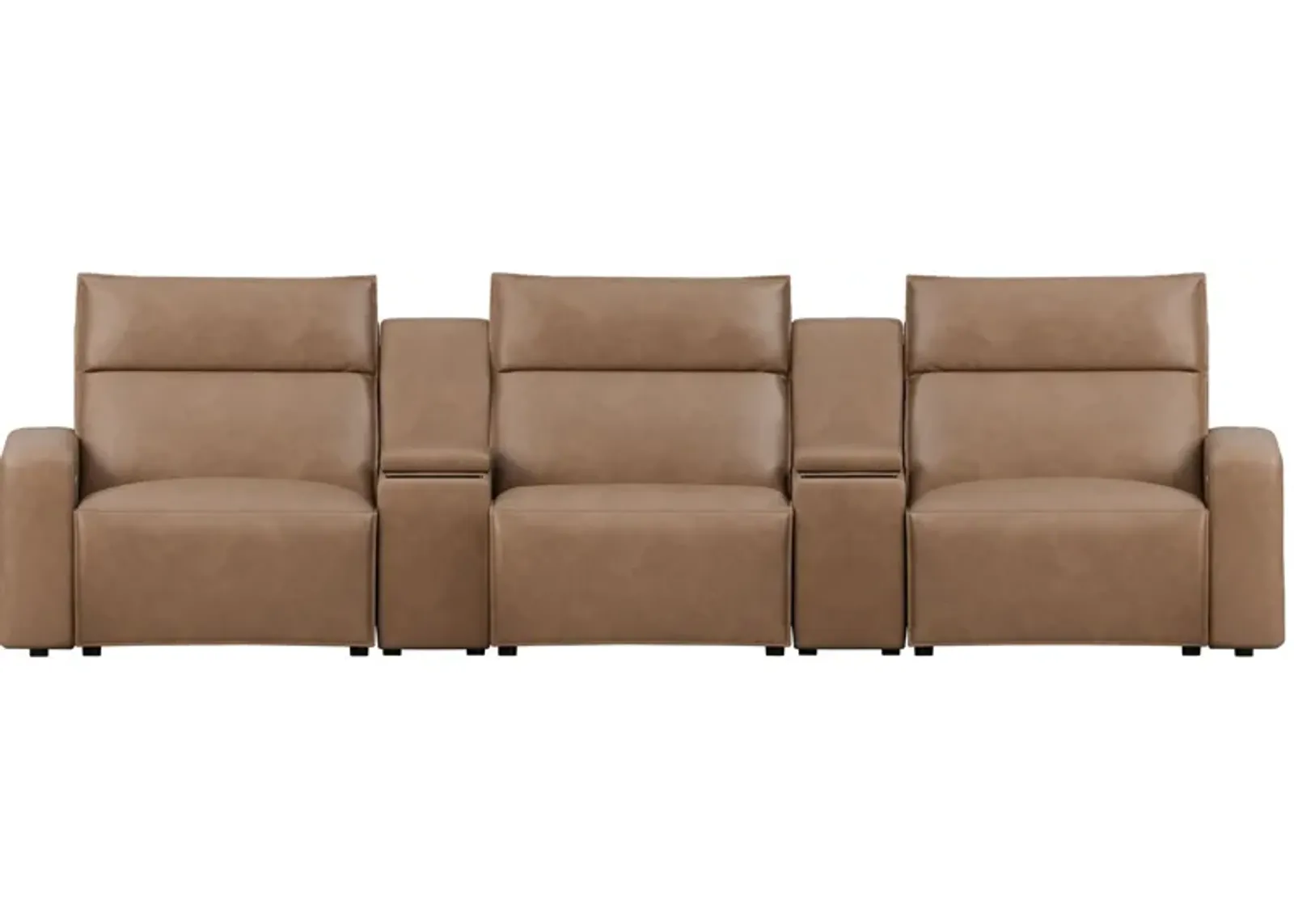 ModularTwo Brown 5-Piece Dual Power Reclining Sofa with Armless Chair