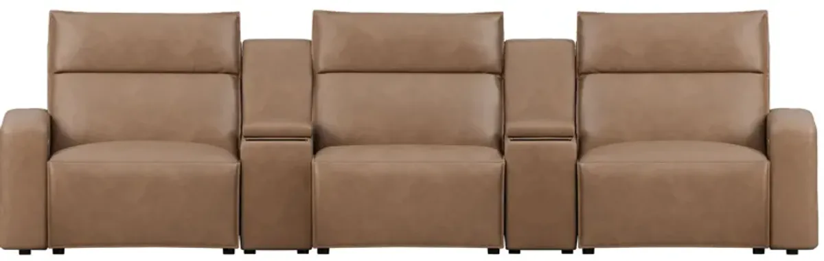 ModularTwo Brown 5-Piece Dual Power Reclining Sofa with Armless Chair