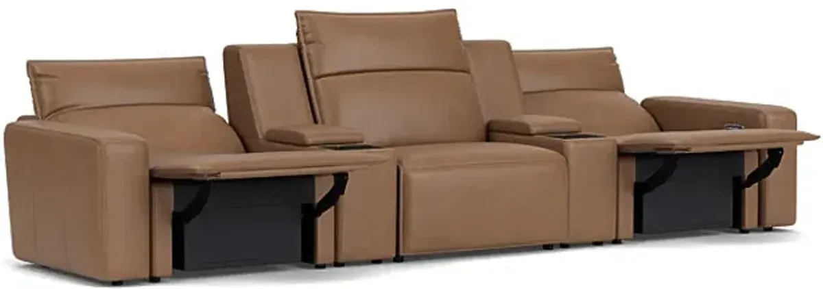 ModularTwo Brown 5-Piece Dual Power Reclining Sofa with Armless Chair