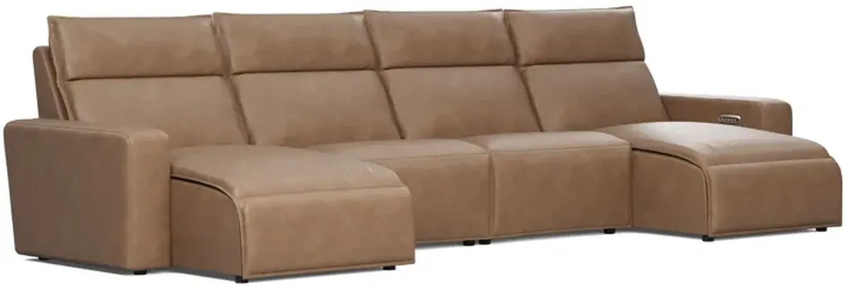 ModularTwo Brown 4-Piece Dual Chaise Sectional