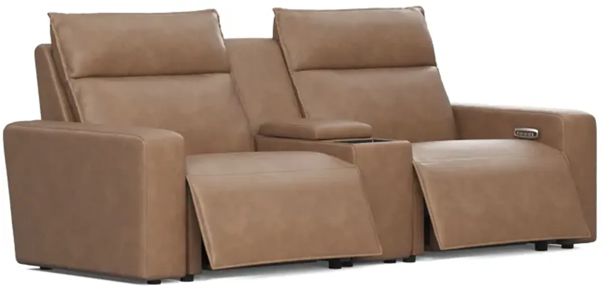 ModularTwo Brown Dual Power Reclining Console Loveseat