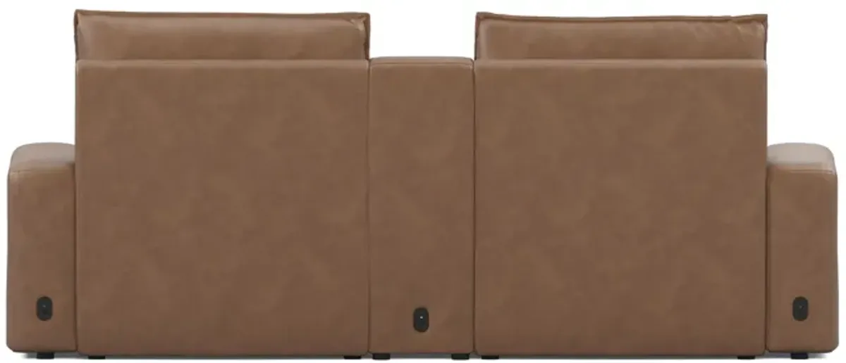 ModularTwo Brown Dual Power Reclining Console Loveseat