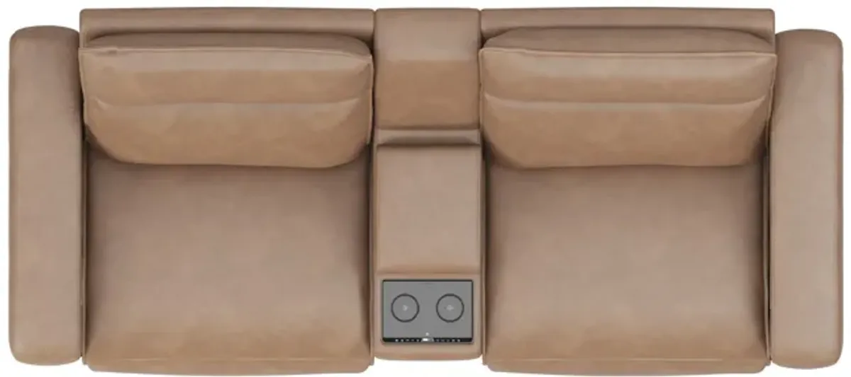 ModularTwo Brown Dual Power Reclining Console Loveseat