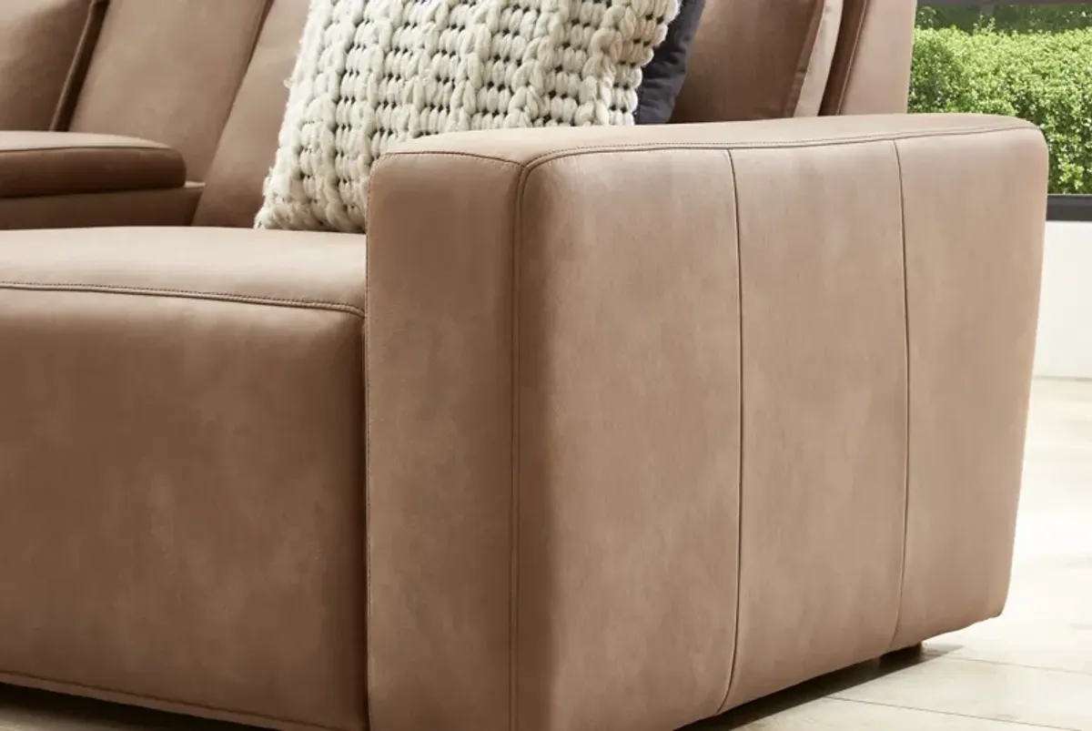 ModularTwo Brown Dual Power Reclining Console Loveseat