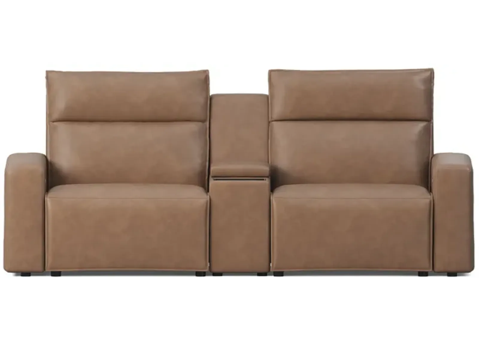 ModularTwo Brown Dual Power Reclining Console Loveseat