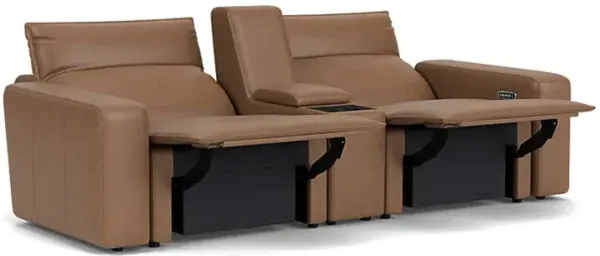 ModularTwo Brown Dual Power Reclining Console Loveseat