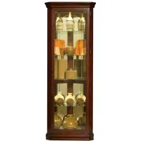 Mirrored 4 Shelf Corner Curio Cabinet in Victorian Brown