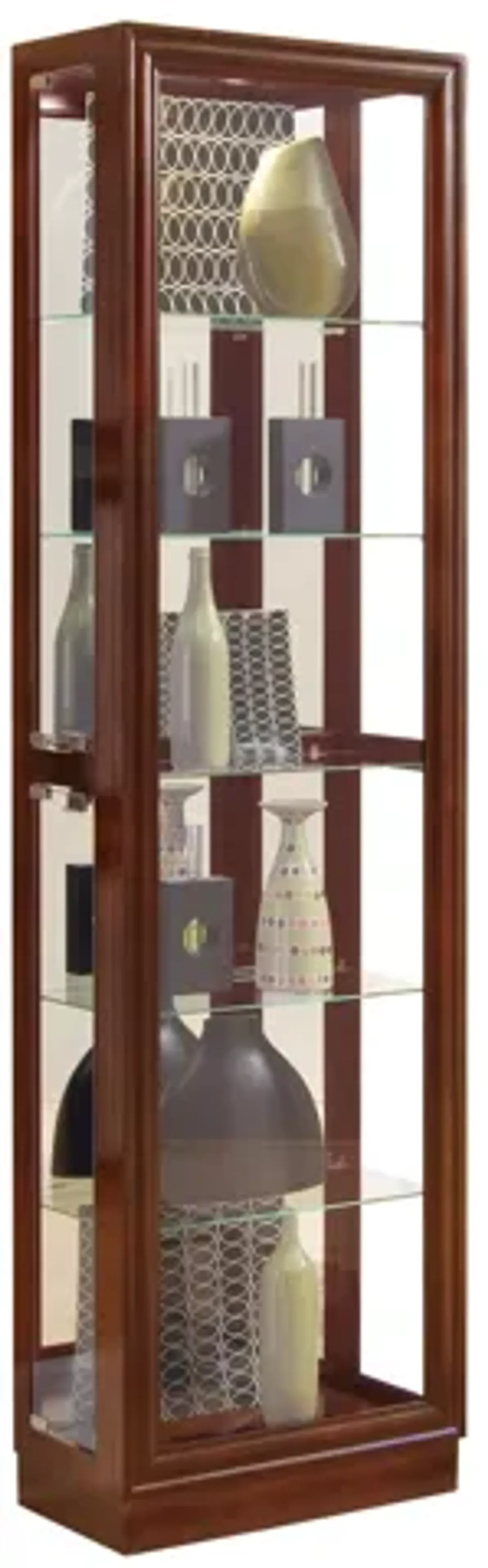 Tall Traditional 5 Shelf Curio Cabinet in Cherry Brown