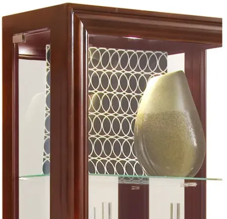 Tall Traditional 5 Shelf Curio Cabinet in Cherry Brown