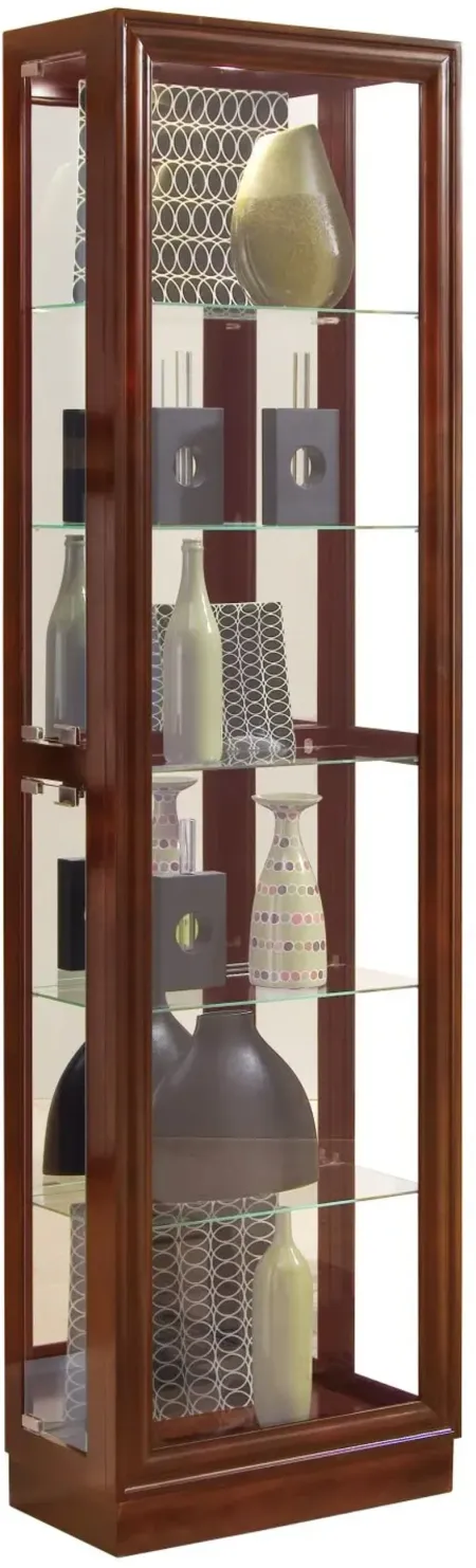 Tall Traditional 5 Shelf Curio Cabinet in Cherry Brown