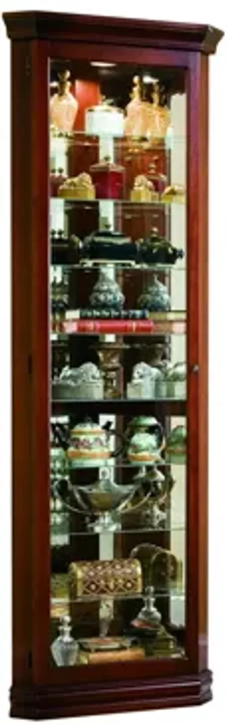 Lighted 8 Shelf Corner Curio Cabinet in Victorian Brown